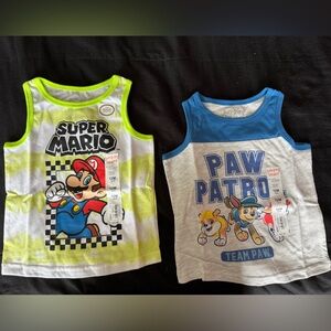 Super Mario and Paw Patrol Kids Tank Tops - Green and Gray
